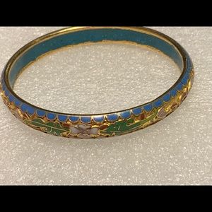 Vintage Asian Detailed Gilted Enamel Bracelet